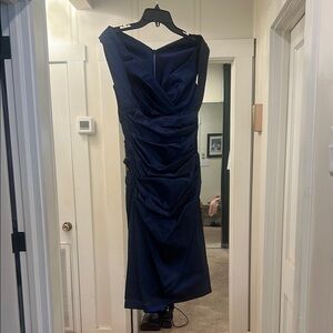 Talbot Runhof Elegant Navy Blue Evening Dress